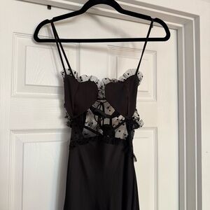 For Love and Lemons Val Black Heart Maxi Dress